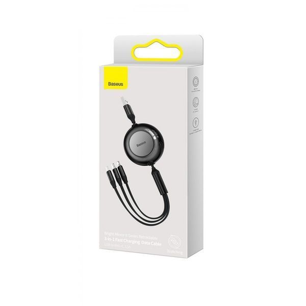 Кабель Baseus Bright Mirror 2 Series 3-in-1 (Micro USB+Lightning+Type-C) 3.5A (1.1m) black 000016489 фото