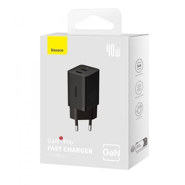 МЗП Baseus GaN5 Pro 40W Type-C+Type-C white 000012190 фото