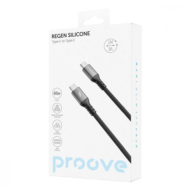 Кабель Proove ReGen Silicone Type-C to Type-C 60W (1m) black 000012048 фото