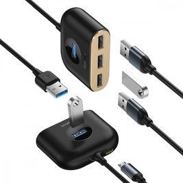 USB-Хаб Baseus Square Round USB to USB 3.0 + 3USB 2.0 (1m) black 000011827 фото