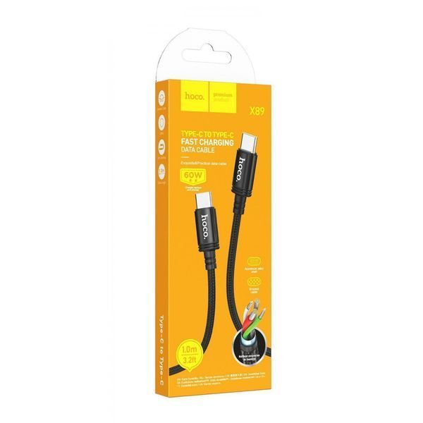 Кабель Hoco X89 Wind 60W Type-C to Type-C (1m) black 000011989 фото