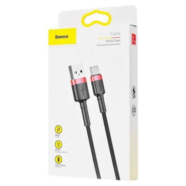 Кабель Baseus Cafule Type-C 3A (1m) gray/black 000011883 фото