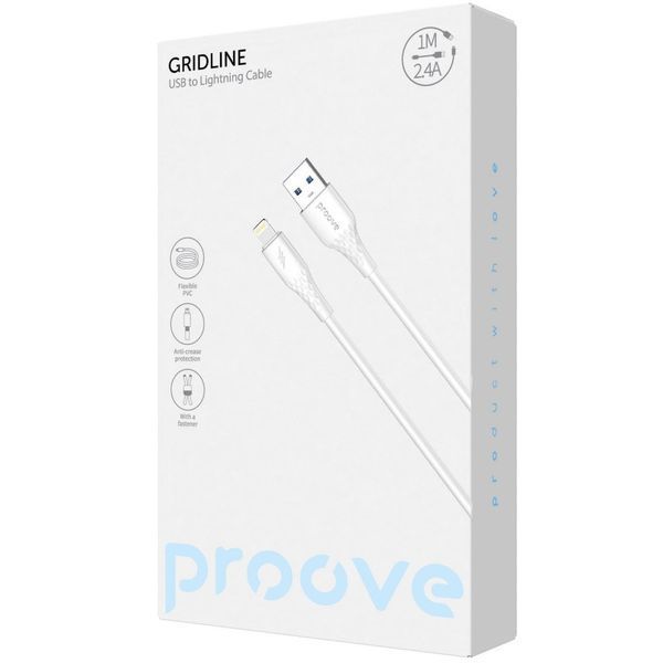 Кабель Proove GridLine USB to Lightning 2.4A (1m) white 000012020 фото