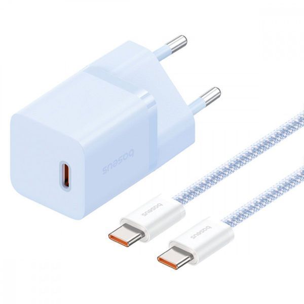 МЗП Baseus GaN5 Mini Fast Charger 30W ( Type-C ) + Кабель Type-C to Type-C 100W (1m) blue 000016401 фото