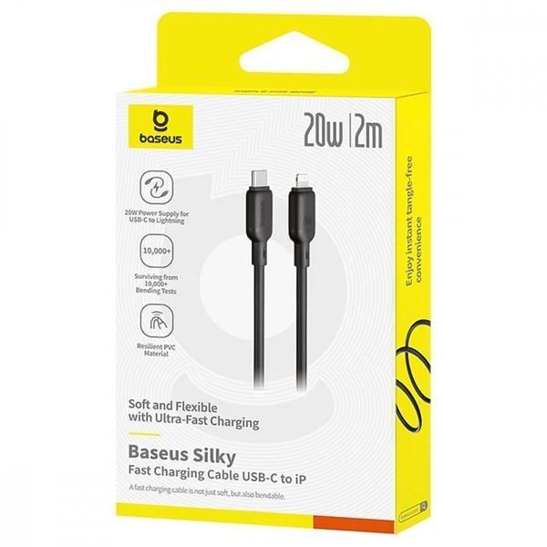 Кабель Baseus Silky Series Fast Charging Type-C to Lightning 20W (2m) black 000016369 фото