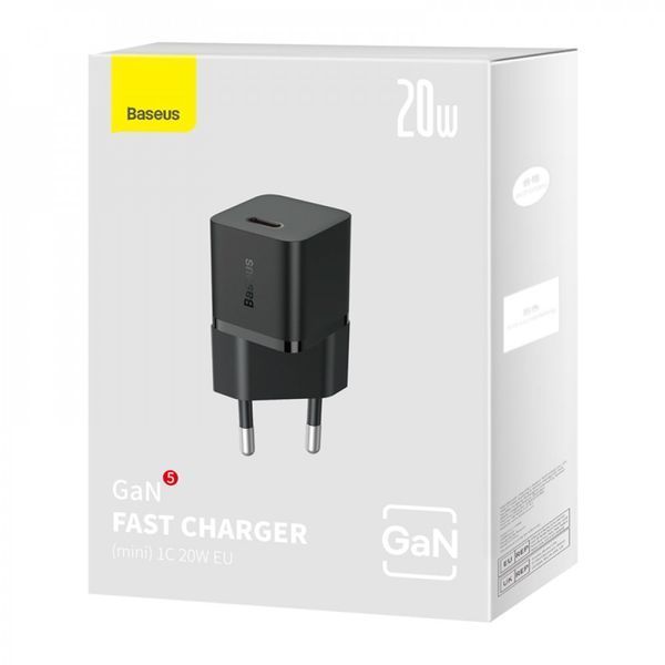 МЗП Baseus GaN5 Mini Fast Charger 20W (Type-C) black 000012184 фото
