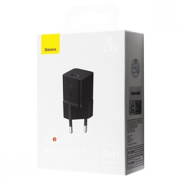 МЗП Baseus GaN5 Mini Fast Charger 20W (Type-C) black 000012184 фото