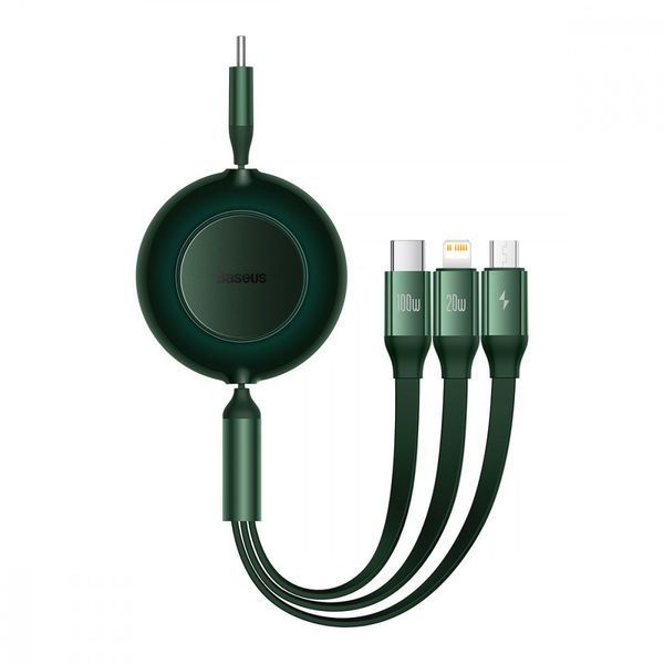 Кабель Baseus Bright Mirror 2 Series 3-in-1 (Micro USB+Lightning+Type-C) 100W (1.1m) green 000011844 фото