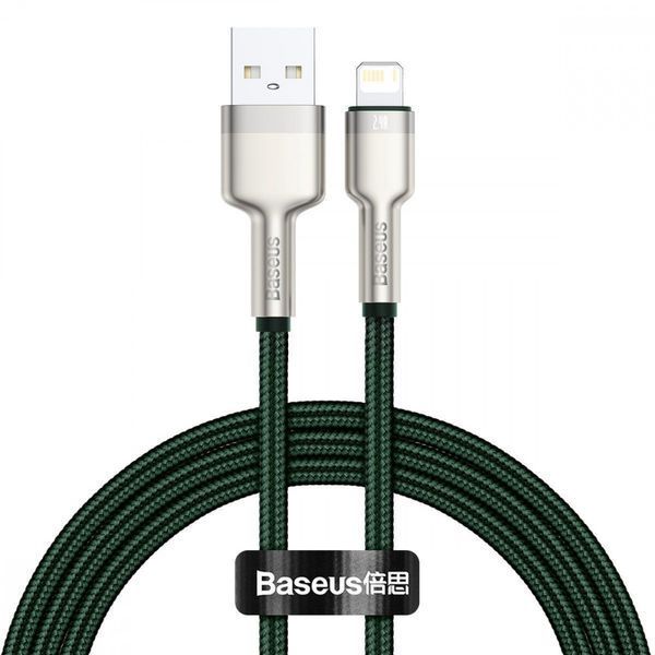 Кабель Baseus Cafule Metal Lightning 2.4A (2m) green 000011871 фото