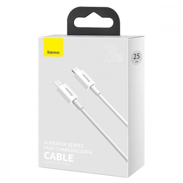 Кабель Baseus Superior Series Fast Charging Data Type-C to Lightning PD 20W (0.25m) white 000011963 фото