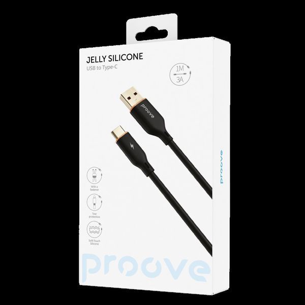 Кабель Proove Jelly Silicone USB to Type-C 3A (1m) black 000012029 фото