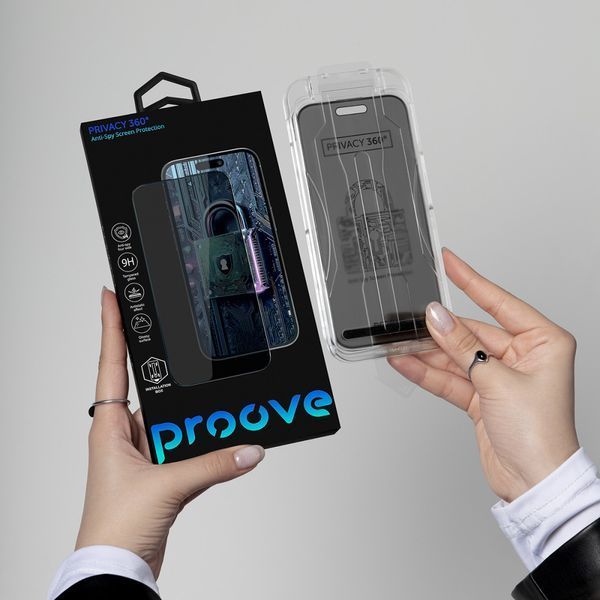 Захисне скло Proove Privacy 360 Installation Box iPhone 14 Pro Max/15 Plus/16 Plus black 000012674 фото
