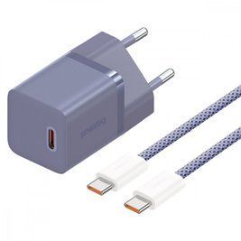 МЗП Baseus GaN5 Mini Fast Charger 30W ( Type-C ) + Кабель Type-C to Type-C 100W (1m) purple 000016402 фото