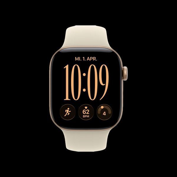 Apple Watch Series 12 GPS 46mm Light Gold Aluminum Case with Sand Sport Band - S/M (MJEP4) 000019776 фото