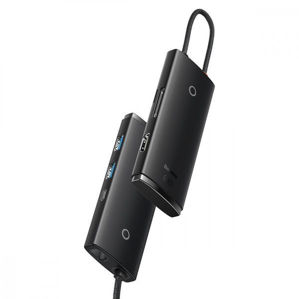 USB-Хаб Baseus Lite Series 6-in-1 (Type-C to HDMI + 2xUSB 3.0 + PD + SD/TF) black 000016320 фото