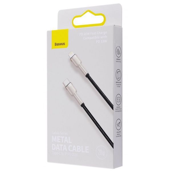 Кабель Baseus Cafule Metal Type-C to Lightning PD 20W (0.25m) black 000011873 фото