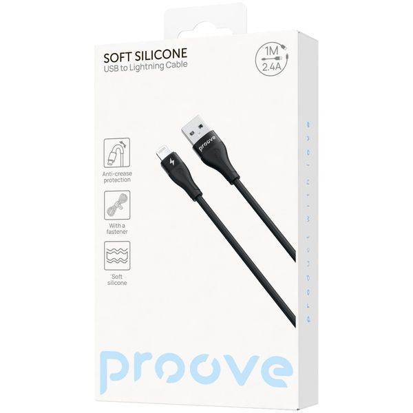Кабель Proove Soft Silicone USB to Lightning 2.4A (1m) white 000012088 фото