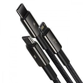 Кабель Baseus Tungsten Gold One-for-three Fast Charging Data 3-in-1 (Micro USB+Lightning+Type-C) 3.5 000011984 фото