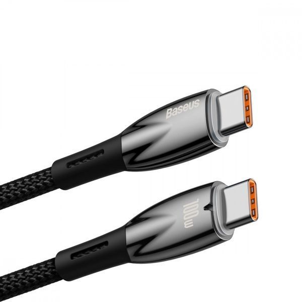 Кабель Baseus Glimmer Series Fast Charging Type-C to Type-C 100W (1m) black 000016364 фото