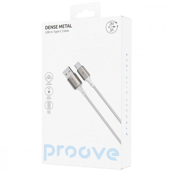 Кабель Proove Dense Metal USB to Type-C 3A (2m) black 000012001 фото