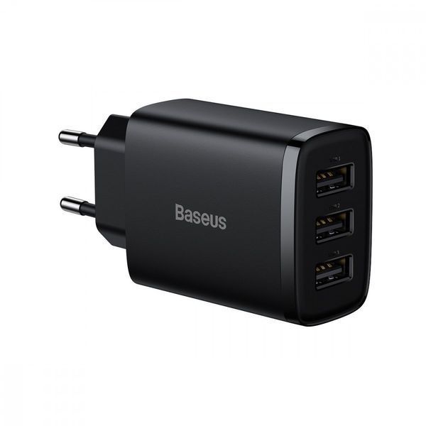 МЗП Baseus Compact 17W (3 USB) black 000016395 фото