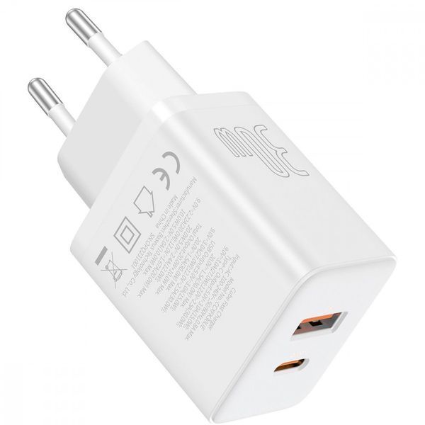 МЗП Baseus Cube Fast Charger 30W (Type-C + USB) white 000012182 фото