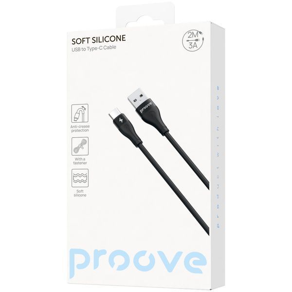Кабель Proove Soft Silicone USB to Type-C 3A (2m) black 000012094 фото