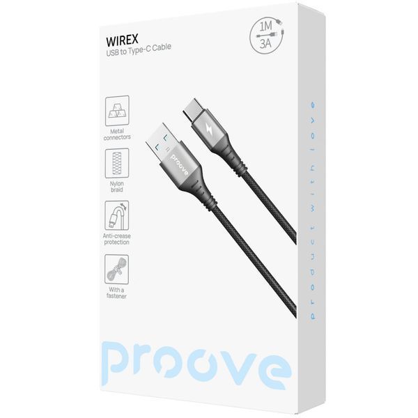 Кабель Proove WireX USB to Type-C 3A (1m) black 000012114 фото