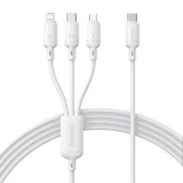 Кабель Baseus Silky One-for-Three Fast Charging Type-C to Micro USB+Lightning+Type-C 100W 1.5m white 000016497 фото