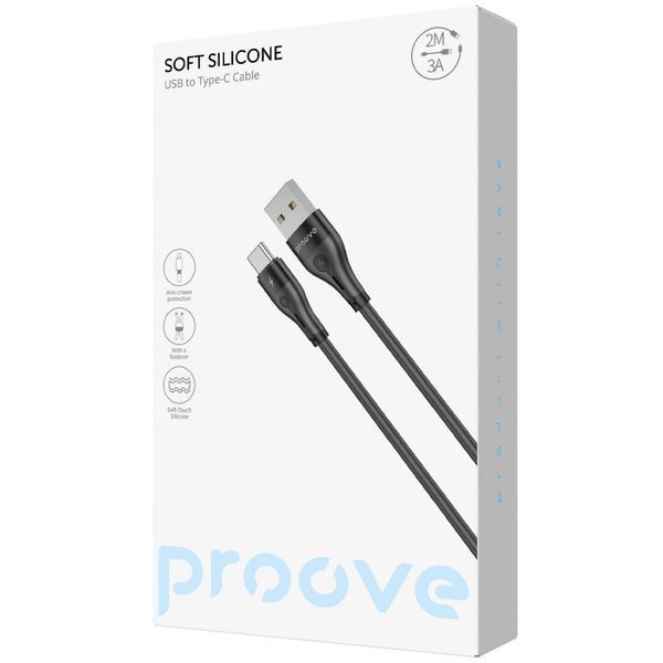 Кабель Proove Soft Silicone USB to Type-C 3A (2m) white 000012095 фото