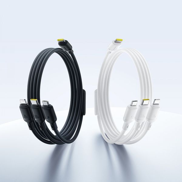 Кабель Baseus Silky One-for-Three Fast Charging Type-C to Micro USB+Lightning+Type-C 100W 1.5m white 000016497 фото