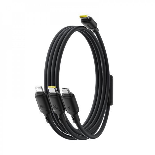 Кабель Baseus Silky One-for-Three Fast Charging Type-C to Micro USB+Lightning+Type-C 100W 1.5m white 000016497 фото