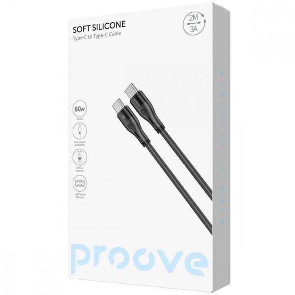 Кабель Proove Soft Silicone Type-C to Type-C 60W (2m) black 000012087 фото